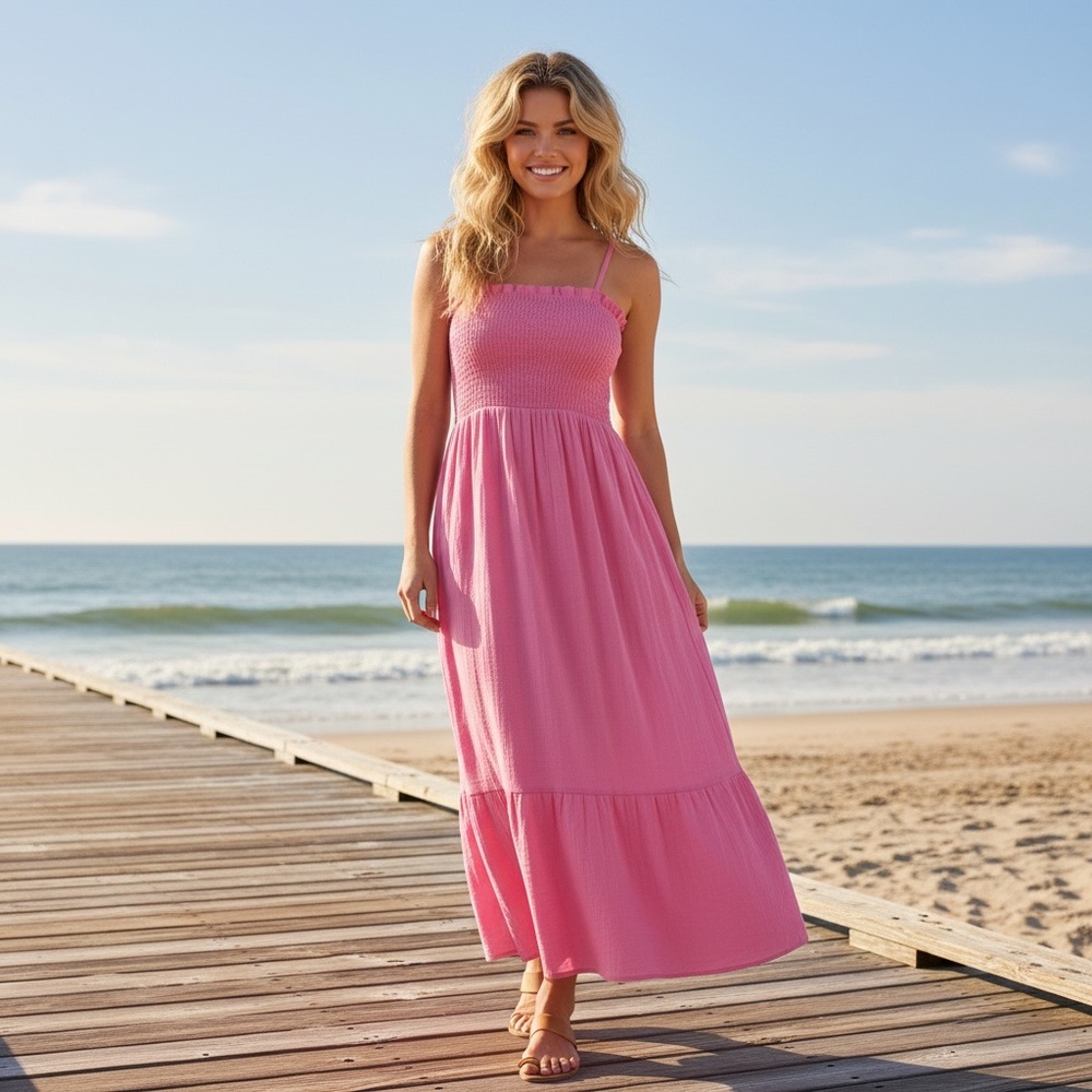 NWT Raviya Women’s Cotton Gauze Swim Coverup Maxi Dress Summer‎ Vacation Resort